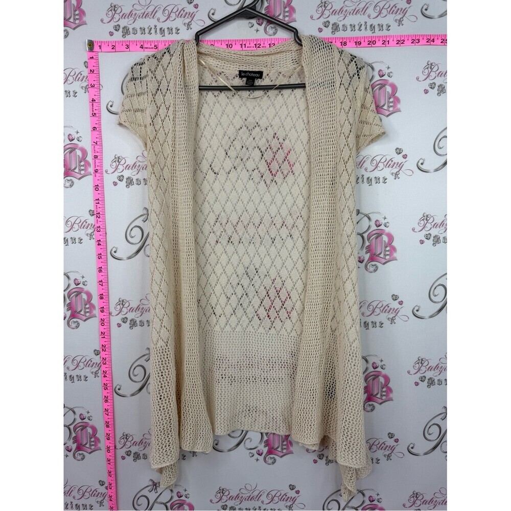 le chateau cardigan T-shirt Cream Open Knit Short-Sleeve Cardigan